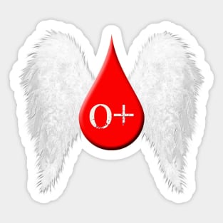 Blood Type O Positive - Angel Wings Sticker